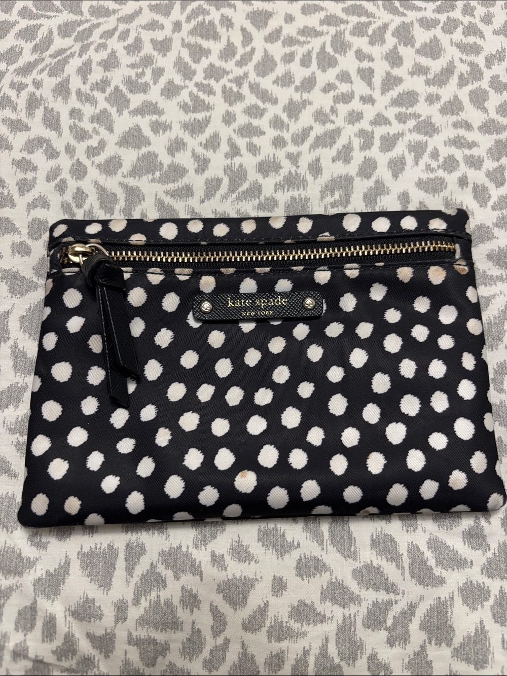 kate spade Black with White Polka Dot Zip Wristlet